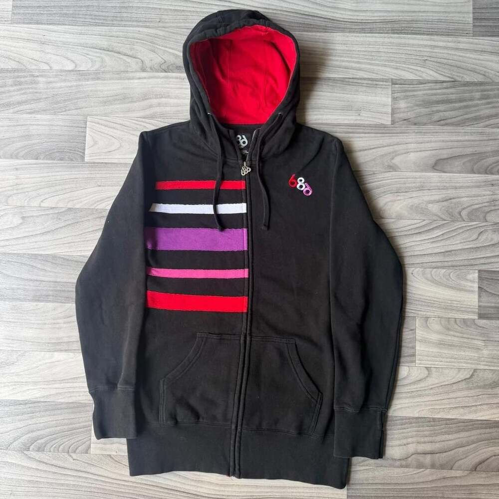 686 Y2K Stripe Zip Up Hoodie Small